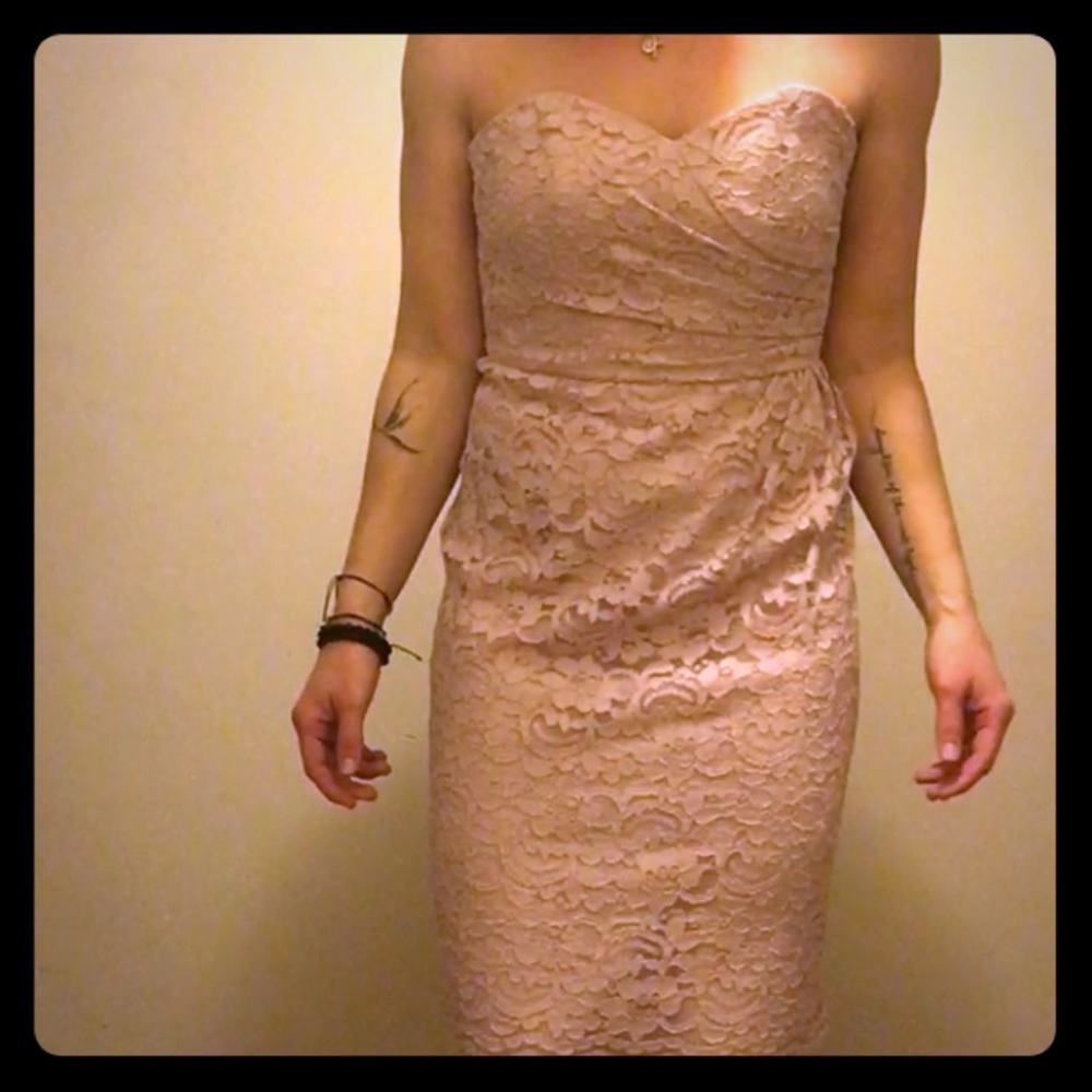 David’s Bridal - light pink lace strapless